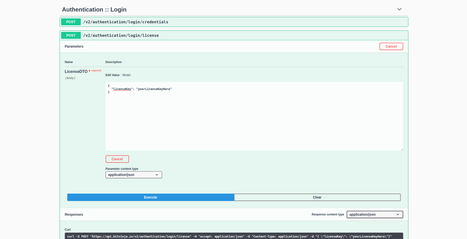 Login with license key